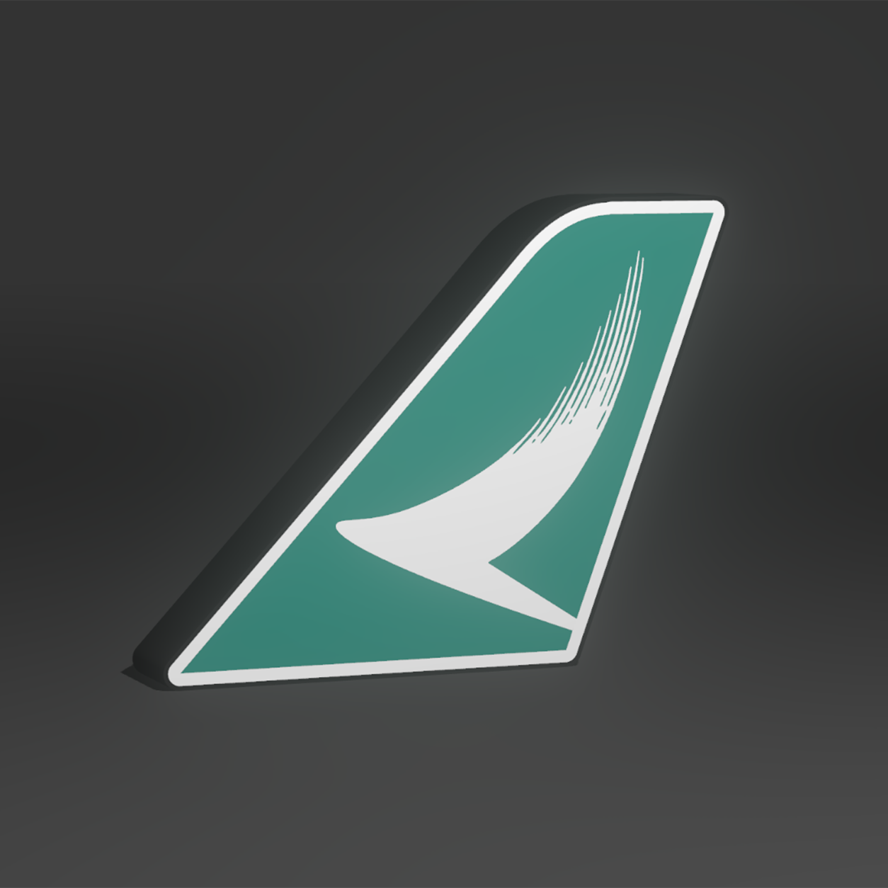 Cathay Pacific illuminated tail light in a premium display setting